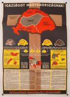cca 1915 Igazságot Magyarországnak. Irredenta plakát a Pesti Hírlap melléklete a legfőbb érvekkel. Jó állapotban 40x60cm