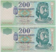 1998. 200Ft "FA" (2x) sorszámkövetők T:I,I-