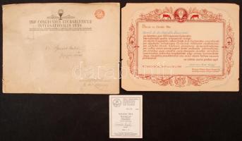 1938 Eucharisztikus Kongresszus tagsági jegy+köszönő levél kissé viseltes állapotban,