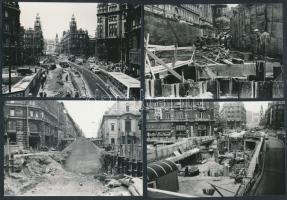 1975-1976 Budapest, Felszabadulás téri aluljáró rendszer építése, 13 db fotó, 9x13 cm