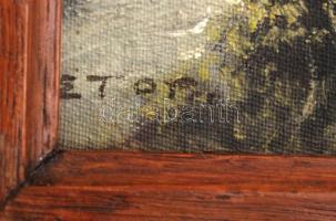 Etop jelzéssel: Alpesi táj. Olaj, karton, keretben, 23×31 cm