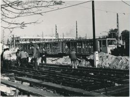 cca 1970 Budapest, millenniumi földalatti vasút pályakorszerűsítési munkálatai, 4 db fotó, 18x24 cm