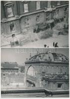 1965 Budapest, a Nemzeti Színház bontása 5 db helyszíni fotó a Blaha Lujza térről, 9x13 cm és 12x18 ...