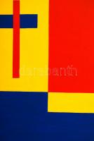 Dévényi János (1956- ): Kompozíció, akril, vászon, jelzett, fa keretben, 39×49 cm