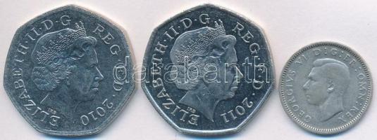Nagy-Britannia 1942. 6P Ag "VI. György" + 2010. 50P + 2011. 50P T:2,2-
Great Britain 1942...
