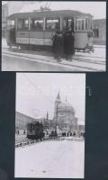cca 1930 Pécsi villamosok, 2 db korabeli negatívról készült mai nagyítás, 15x10 cm