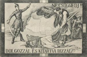 Ne csüggedj! Dolgozzál és kitartva bízzál! kiadja Magyarország Területi Épségének Védelmi Ligája / irredenta s: Sándor B.