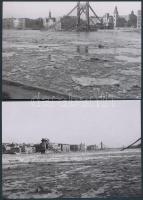 1945 Budapest, A németek által felrobbantott Lánchíd és Erzsébet híd, 2 db korabeli negatívról készü...