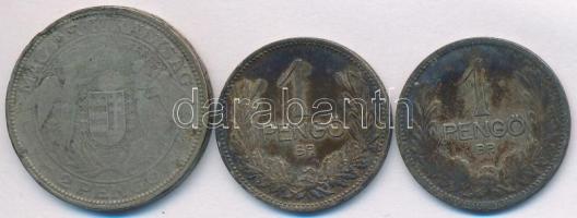 1926-1939. 1P Ag (2x) + 1938. 2P Ag "Madonna" T:2-,3 erős patina