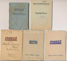 1945-1956 5 db különféle Magyar Nők Demokratikus Szövetsége tagsági könyv