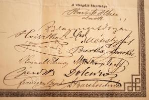 1896 Képesítő Bizonyítvány vasuti forgalmi, távírdai és kereskedelmi szolgálatra, viaszpecséttel, so...