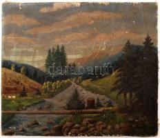 Olvashatatlan jelzéssel: Tájkép. Olaj, vászon (sérült), 32×40 cm