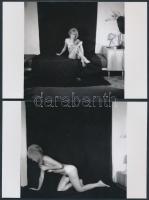 cca 1980 Alkalmi műterem a szállodai szobában, 8 db  korabeli negatívról készült modern nagyítás, finoman erotikus képek, 10x10 cm /
cca 1980 8 erotic photos, 10x10 cm