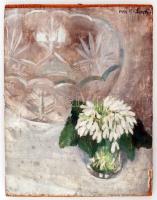 Olvashatatlan jelzéssel: Virágcsendélet. Olaj, farost (sérült), 31×25 cm