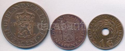 Holland Kelet-India 1920. 1c Br + 1942P 1c Br + 1945P 2 1/2c Br T:2- Netherlands East Indies 1920. 1 Cent Br + 1942P 1 Cent Br + 1945P 2 1/2 Cents Br C:VF