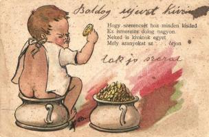 1898 New Year's wonder baby, humour  (b)