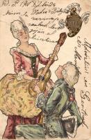 Dal Bor Szerelem XVIII / Baroque couple, litho (fa)