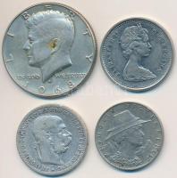 Vegyes: Amerikai Egyesült Államok 1968D 1/2$ Ag "Kennedy" + Ausztria 1893. 1K Ag "Ferenc József" + 1924. 1000K Cu-Ni + Kanada 1968. 25c Ag "II. Erzsébet" T:2-3  Mixed: USA 1968D 1/2 Dollar Ag "Kennedy" + Austria 1893. 1 Corona Ag "Franz Joseph" + 1924. 1000 Kronen Cu-Ni + Canada 1968. 25 Cents Ag "Elizabeth II" C:XF-F