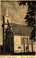 Beszterce, Bistrita; Evangélikus templom; Zikeli Gusztáv kiadása / church (vágott / cut)
