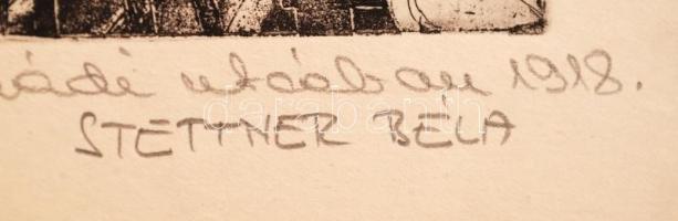 Stettner Béla (1928-1984): Kommunisták első megbeszélése. Rézkarc, papír, 19×29 cm