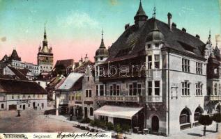 Segesvár, Schässburg; Iparpalota, Gewerbevereins Gebäude / trade palace (wet damage)