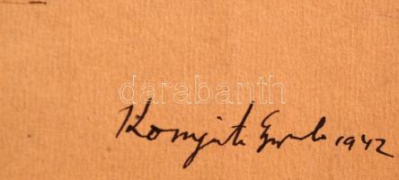 Komjáti-Wanyerka Gyula (1894-1958): Kötélhúzók. Tus, papír, jelzett, 29×41 cm