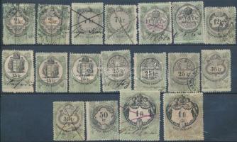 1868 18 db Határőrvidék illetékbélyeg sor "STEMPEL MARKEN" vízjellel