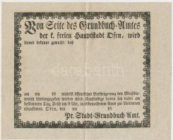 cca 1820 Budai földhivatal ingatlan árverési hirdetménye. Kitőltetlen.