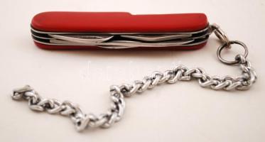 Több funkciós zsebkés, lánccal (16 cm), h:8,5 cm