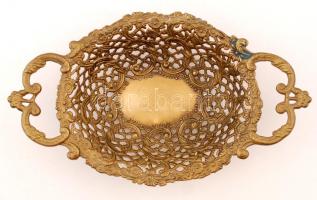 Gazdagon díszített réz kosár, jelzés nélkül, 35×20,5×6 cm