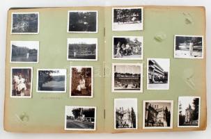 cca 1939-1956 ig terjedő családi fotóalbum, kb 100 képpel. Mind feliratozott. Magyar és határon túli tájakkal, városokkal, albumban