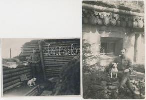 cca 1916 I. világháborús katona 5 db fotója, rajta a békeidők képeivel is. Képeslap méretben