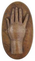 cca 1880 Bronz kézfej, jelzett (Sclick féle Vasöntöde Pesten) / Bronze hand from Pest factory 15×9 cm