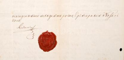 1861 Haynald Lajos erdélyi püspök által aláírt levél Korondra, szép állapotú viaszpecséttel, 42x26cm...