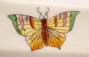 Herendi Viktória mintás kis váza, kézzel festett, jelzett, kopott aranyozás, m:6 cm