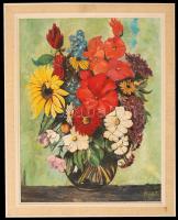 Hajós jelzéssel: Virágcsendélet. Olaj, karton, keretben, 48×38 cm