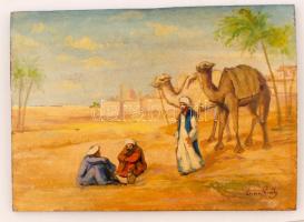 Cserna jelzéssel: Induló karaván. Olaj, falemez, 25×35 cm