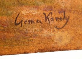 Cserna jelzéssel: Induló karaván. Olaj, falemez, 25×35 cm