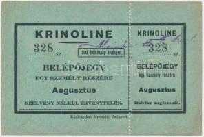 cca 1912-1945 Angol Park, krinoline belépőjegy