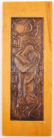 Bérczes Gábor (?-?): Szerelem. Réz falikép fára szögelve, jelzett, 26×8 cm