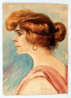Pásztori G. jelzéssel: Női portré. Akvarell, papír,kissé viseltes szélekkel, 37x27cm