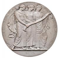 1934. "Országos Magyar Dalosszövetség Budapest 1867" ezüstözött Br emlékérem (80mm) T:2
H...