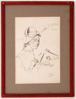 Ámos Imre (1907-1944): Vázlatlap. Kőbányai János:Szolnoki vázlatfüzet. Reprint nyomat, papír, üvegez...