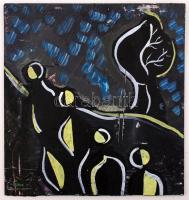 Olvashatatlan jelzéssel: Alakok a fánál. Olaj (sérült), farost, 42×39 cm