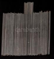 Szecessziós csillár, réz test, szakadásokkal, hiányos üveg pálcikákkal, m:55 cm, d:40 cm