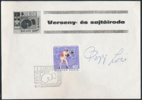 1970 Junior Ökölvívó EB emléklap bélyegzéssel és Papp László ökölvívó bajnok saját kezű aláírásával / Autograph signature of box champion