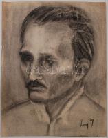 Nagy jelzéssel: Férfi portréja, szén, papír, 55×43 cm