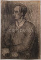 Nagy jelzéssel: Ülő férfi, szén, papír, 61,5×43,5 cm