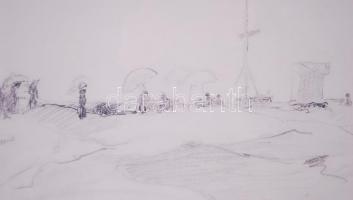 Munkácsy Mihály (1844-1900): Ostende I. Ceruza, papír, üvegezett keretben,24×30 cm (Dr. Végvári Lajo...