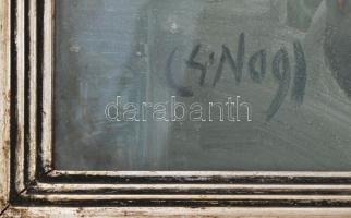 Cs. Nagy András (1927-): Tél. Tempera, farost, jelzett, üvegezett keretben, 60×80 cm